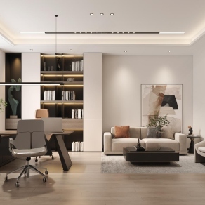 现代经理办公室3D模型下载